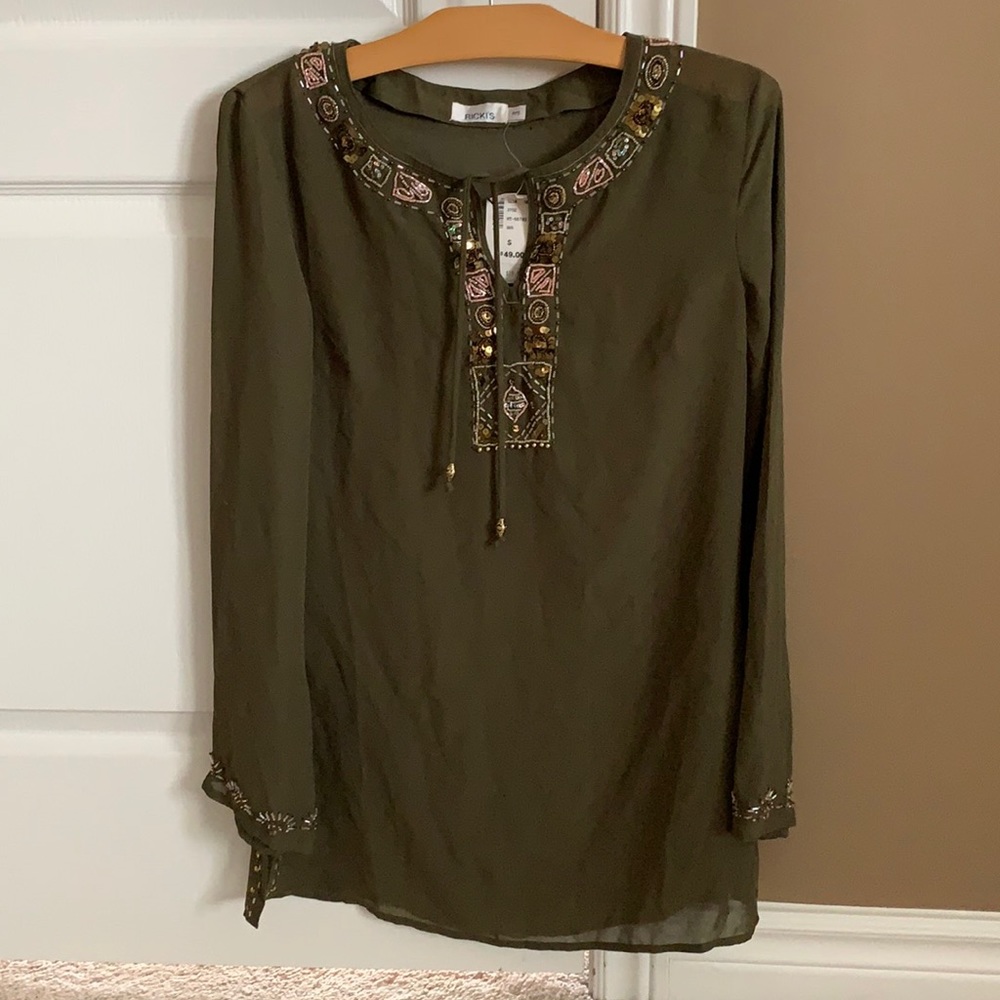 Green Sequined Blouse